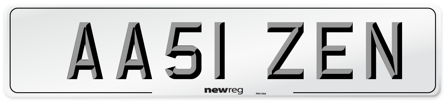 AA51 ZEN Number Plate from New Reg